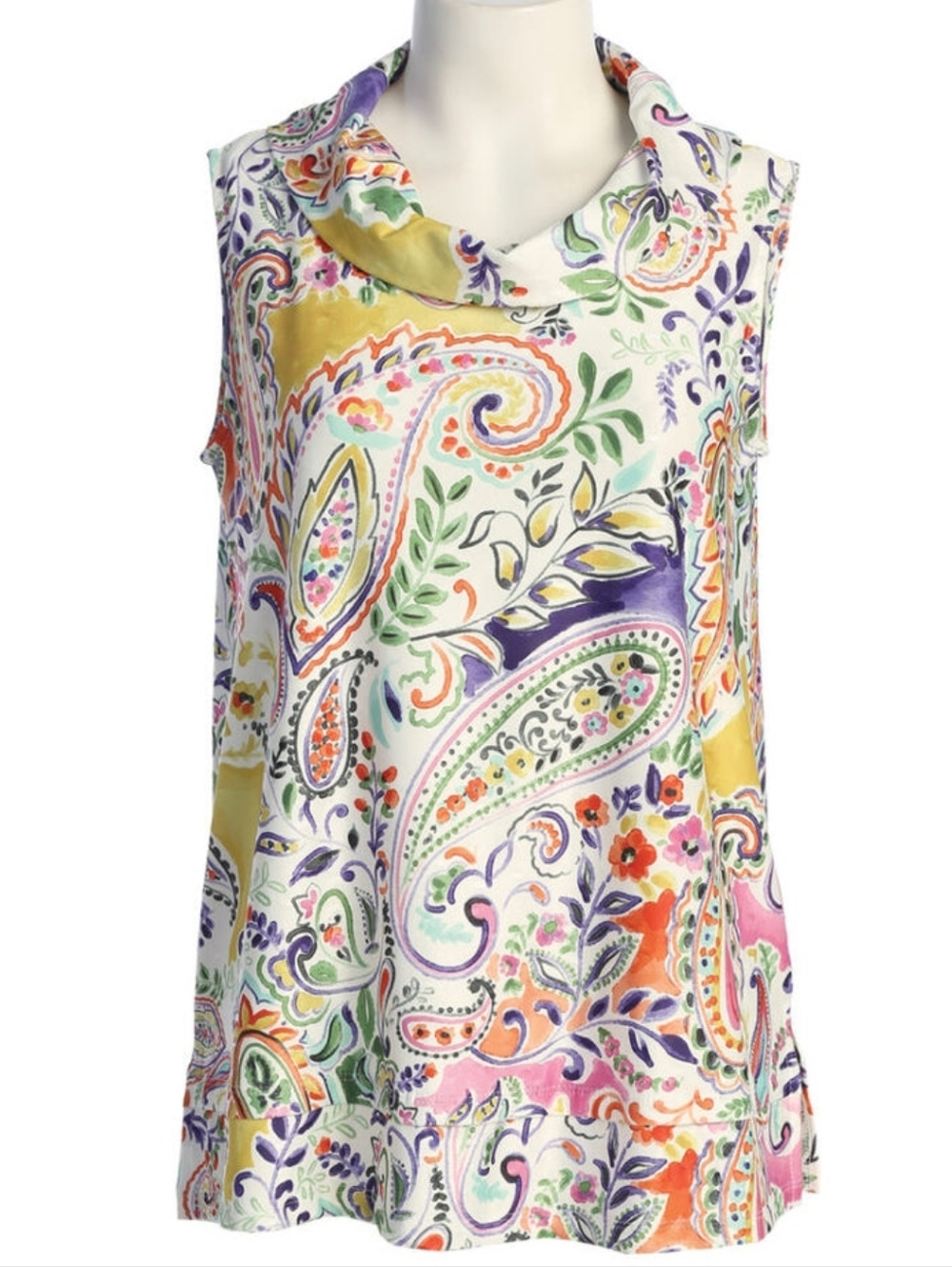 Jess & Jane Amalfi Quill Texture Sleeveless Top Size Small Art To Wear